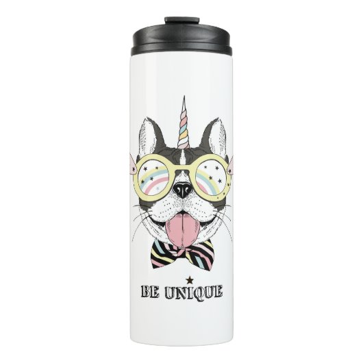 Französische Bulldoggen-Einhorn Thermosbecher (Vorderseite)