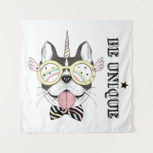 Französische Bulldoggen-Einhorn Wandteppich