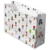 Französische Bulldoggen-Feriengeschenk-Tasche Große Geschenktüte (Vorderseite Schrägansicht)