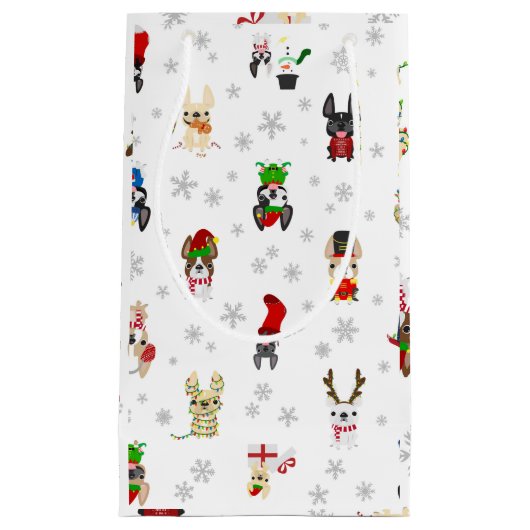 Französische Bulldoggen-Feriengeschenk-Tasche Kleine Geschenktüte (Vorderseite)