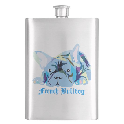 Französische Bulldoggen Flachmann (Vorderseite)