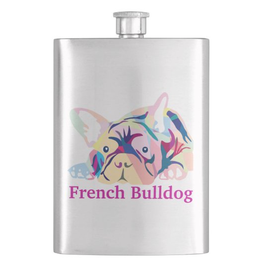 Französische Bulldoggen Flachmann (Vorderseite)