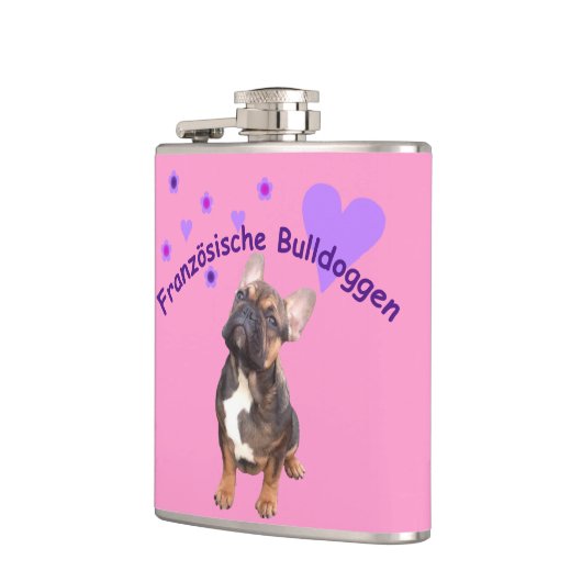 Französische Bulldoggen Flachmann (Links)