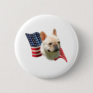Französische Bulldoggen-Flagge Button