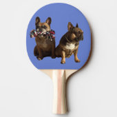 Französische Bulldoggen Freundschaft Tischtennis Schläger (Rückseite)