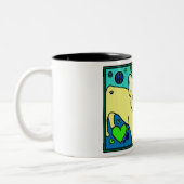 Französische Bulldoggen-Frieden Zweifarbige Tasse (Links)