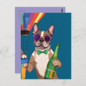 Französische Bulldoggen Frohes Neues Jahr Postkarte (Vorne/Hinten)