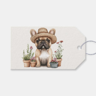 Französische Bulldoggen Gartenmöbel für Blume Geschenkanhänger