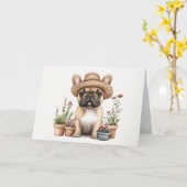 Französische Bulldoggen Gartenmöbel für Blume Karte (Gelbe Blume)