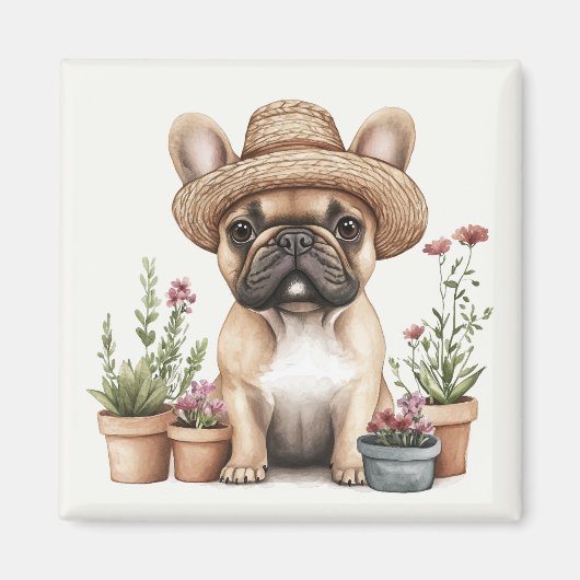 Französische Bulldoggen Gartenmöbel für Blume Magnet (Vorne)
