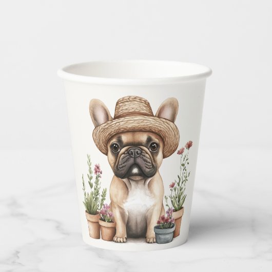 Französische Bulldoggen Gartenmöbel für Blume Pappbecher (Vorderseite)