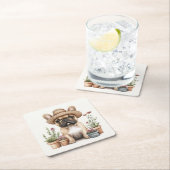 Französische Bulldoggen Gartenmöbel für Blume Rechteckiger Pappuntersetzer (Vor Ort)