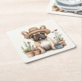 Französische Bulldoggen Gartenmöbel für Blume Rechteckiger Pappuntersetzer (angewinkelt)