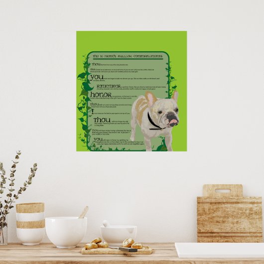 Französische Bulldoggen-Gebote Poster (Küche)