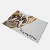 Französische Bulldoggen-gemaltes Porträt Fußmatte (Schrägansicht)