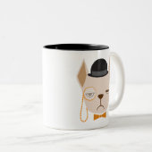Französische Bulldoggen-gemeine Tassen-Tasse Zweifarbige Tasse (VorderseiteRechts)