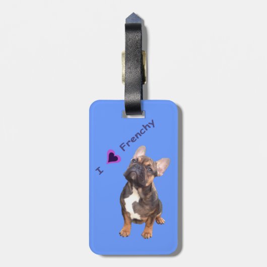 Französische Bulldoggen Gepäckanhänger (Rückseite vertikal)