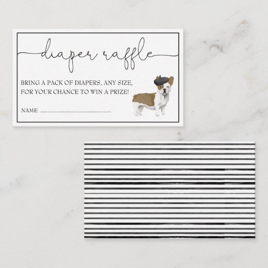 Französische Bulldoggen Geschlecht neutrale Windel Begleitkarte (Vorne/Hinten)