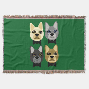 Französische Bulldoggen Grün Decke