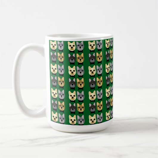 Französische Bulldoggen Grün Kaffeetasse (Links)