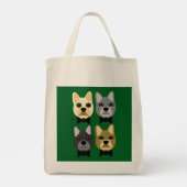 Französische Bulldoggen Grün Tragetasche (Rückseite)