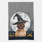 Französische Bulldoggen-Halloween-Kürbis-Flecken Handtuch (Vertikal)