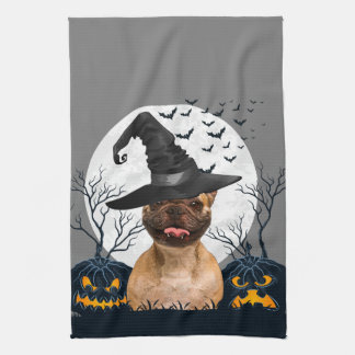 Französische Bulldoggen-Halloween-Kürbis-Flecken Handtuch