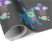 Französische Bulldoggen Happy New Year Ballon Geschenkpapier (Rolleneckpunkt)