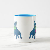 Französische Bulldoggen Happy New Year Ballon Zweifarbige Tasse (Mittel)