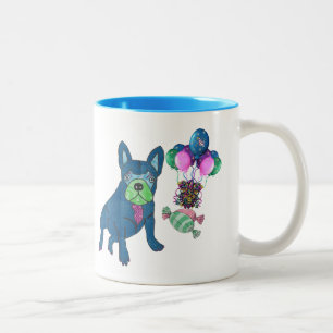 Französische Bulldoggen Happy New Year Ballon Zweifarbige Tasse