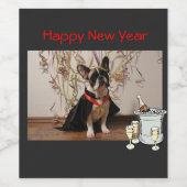 französische Bulldoggen Happy New Year Etiketten (Einzelnes Label)