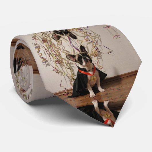 französische Bulldoggen Happy New Year Krawatte (Gerollt)