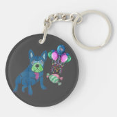 Französische Bulldoggen Happy New Year Lustig  Schlüsselanhänger (Rückseite)