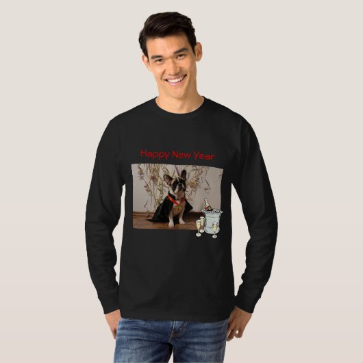 französische Bulldoggen Happy New Year shirt (Vorne ganz)