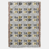 Französische Bulldoggen Herringbone Grau Decke (Vorderseite Vertikal)