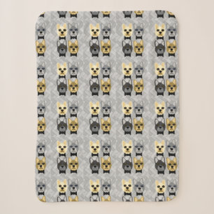 Französische Bulldoggen Herringbone Grau Sherpadecke