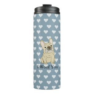 Französische Bulldoggen-Herzen, ich belle dich an Thermosbecher