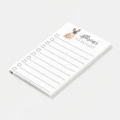 Französische Bulldoggen-Hund personalisiert Liste Post-it Klebezettel (angewinkelt)