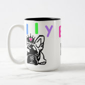 Französische Bulldoggen Kaffeebecher Zweifarbige Tasse (Links)