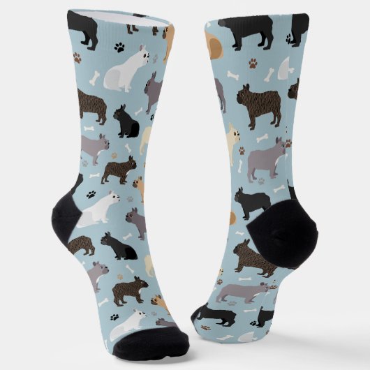 Französische Bulldoggen-Knochen und Paws-Socken Socken (Gewinkelt)
