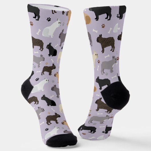 Französische Bulldoggen-Knochen und Paws-Socken Socken (Gewinkelt)