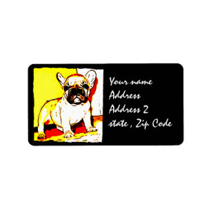 Französische Bulldoggen-Kunst Adressaufkleber
