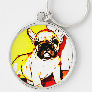 Französische Bulldoggen-Kunst Schlüsselanhänger