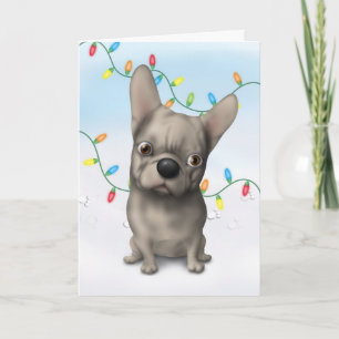 Französische Bulldoggen-(lederfarbenes) Feiertagskarte