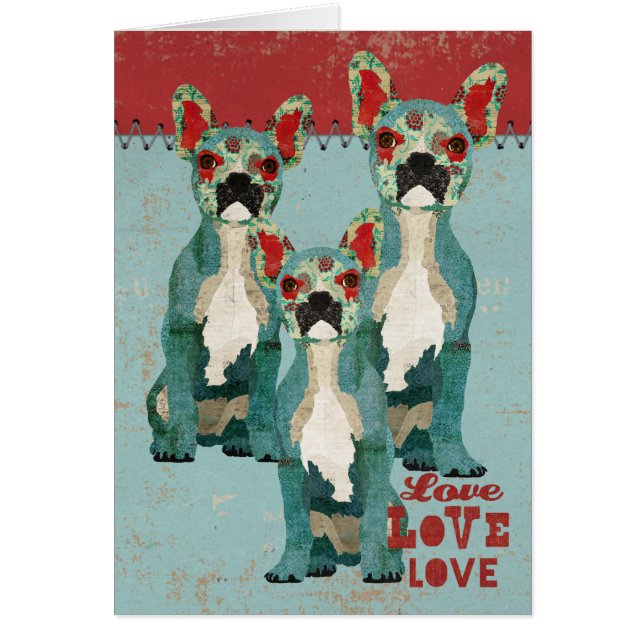 Französische Bulldoggen-Liebe-Karte (Vorne)