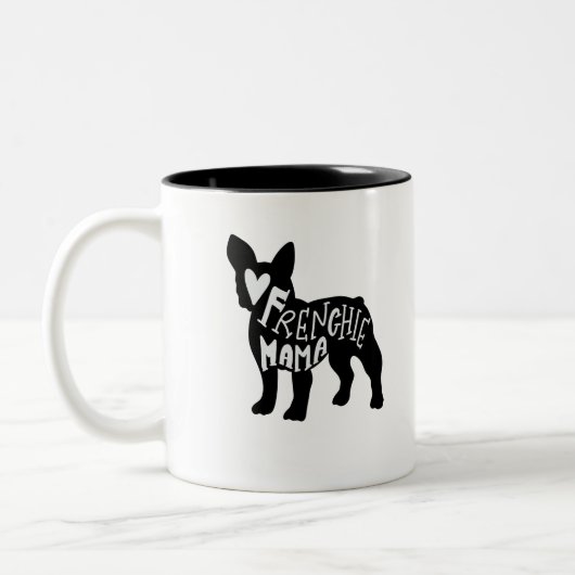 Französische Bulldoggen-Mama Frenchie Mutter-Cute Zweifarbige Tasse (Links)