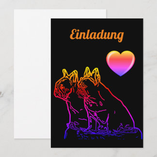 Französische Bulldoggen mit Herz French Bulldog Einladung