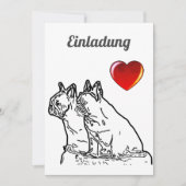 Französische Bulldoggen mit Herz French Bulldog Einladung (Vorderseite)