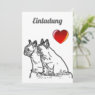 Französische Bulldoggen mit Herz French Bulldog Einladung