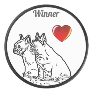 Französische Bulldoggen mit Herz French Bulldog Eishockey Puck